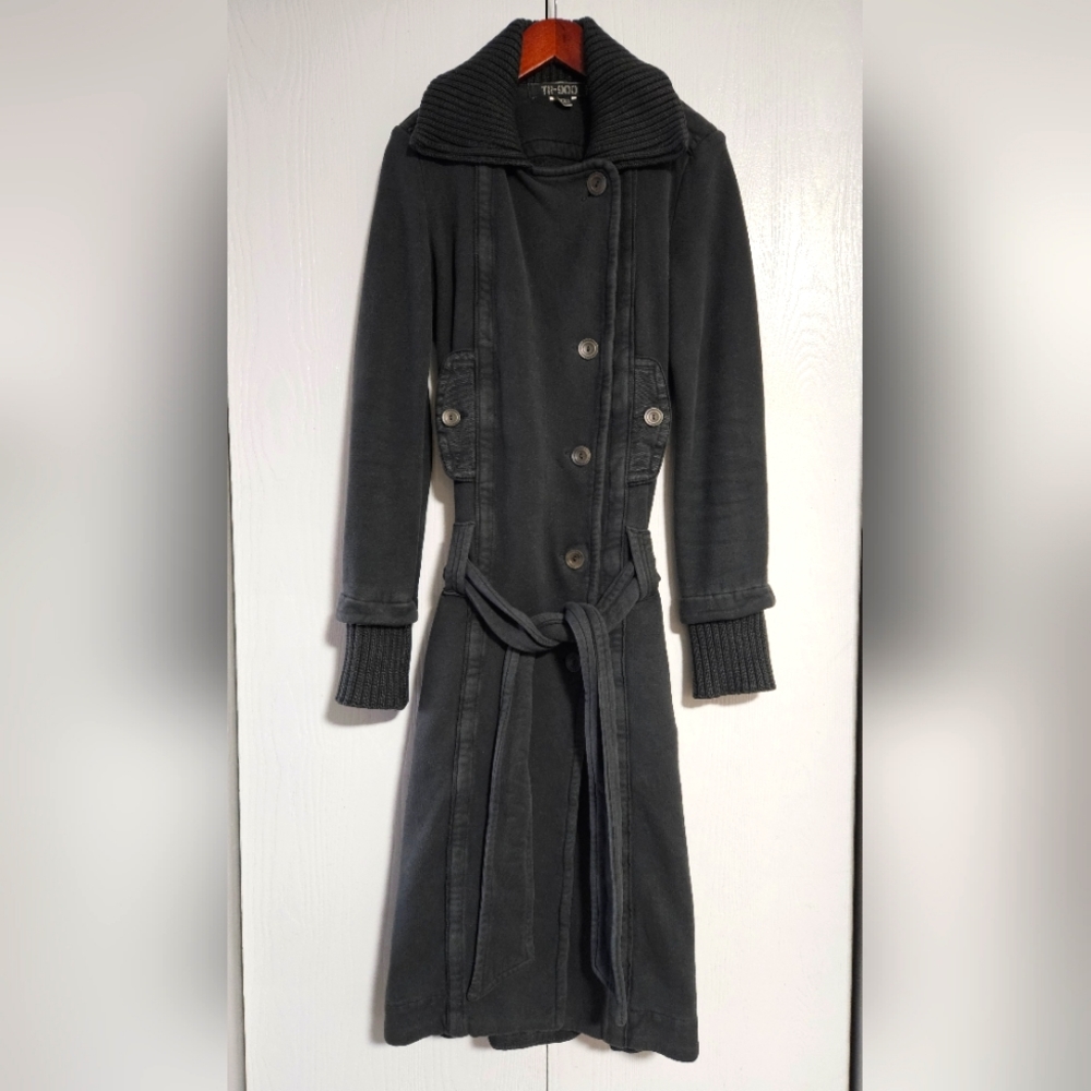 Transit Par Such Tr-900 Dark Gray Heavy Cotton Trench Coat - Size 1 (XS)